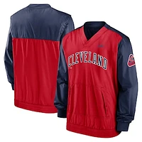 Men's Nike Red/Navy Cleveland Indians Cooperstown Collection V-Neck Pullover Windbreaker