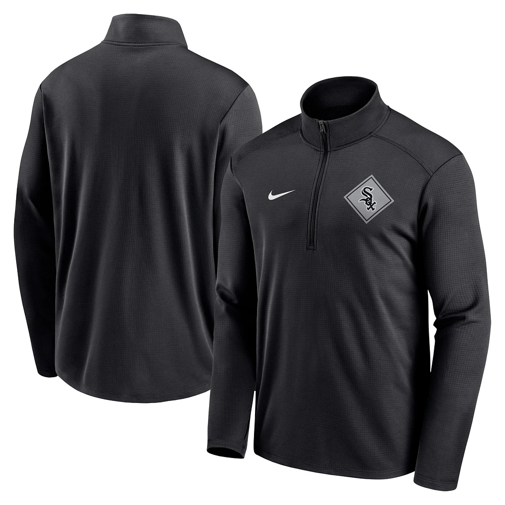 Men's Nike Black Chicago White Sox Diamond Icon Pacer Performance Quarter-Zip Windbreaker Top