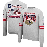 Men's Mitchell & Ness Heathered Gray New England Patriots Allover Print Fleece Pullover Sweatshirt