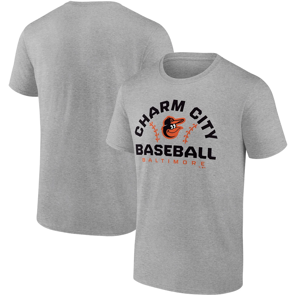 Men's Fanatics Heathered Gray Baltimore Orioles Iconic Go for Two T-Shirt