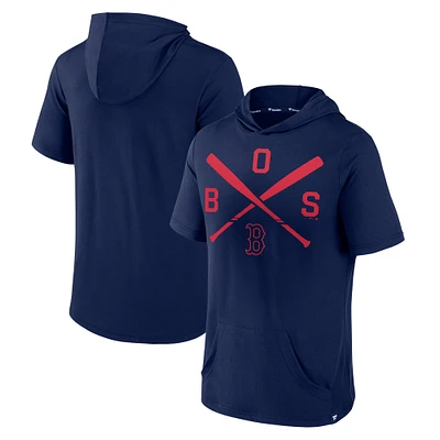 Men's Fanatics Navy Boston Red Sox Iconic Rebel Short Sleeve Pullover Hoodie