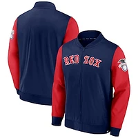 Men's Fanatics Navy/Red Boston Red Sox Iconic Record Holder Full-Zip Lightweight Windbreaker Bomber Jacket