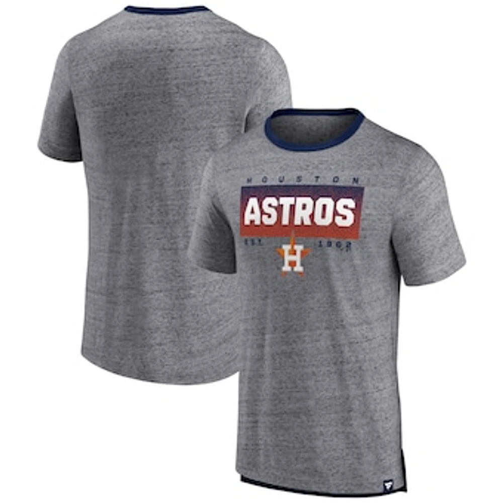 Men's Fanatics Heathered Gray Houston Astros Iconic Team Element Speckled Ringer T-Shirt