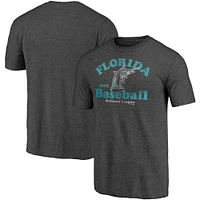 Men's Fanatics Heathered Charcoal Florida Marlins Cooperstown Collection True Classics Tri-Blend T-Shirt