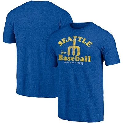 Men's Fanatics Heathered Royal Seattle Mariners Cooperstown Collection True Classics Tri-Blend T-Shirt