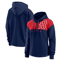 Women's Fanatics Navy Boston Red Sox Iconic Overslide Color-Block Quarter-Zip Hoodie