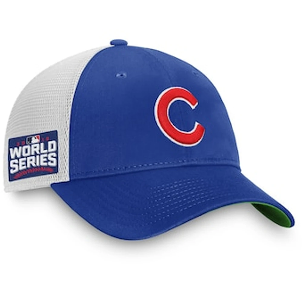 Men's Fanatics Royal/White Chicago Cubs 2016 World Series Patch Team Trucker Snapback Hat