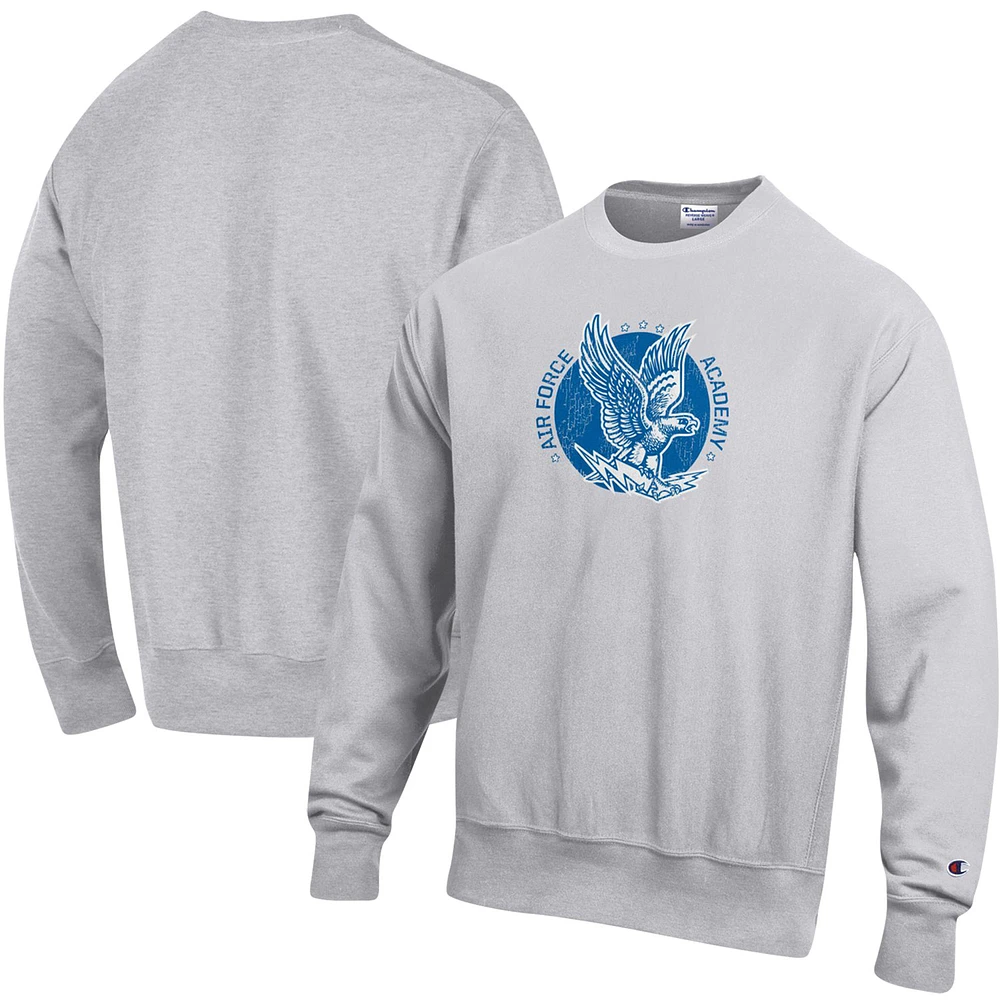 Men's Champion Heathered Gray Air Force Falcons Vault Logo Reverse Weave Pullover Sweatshirt