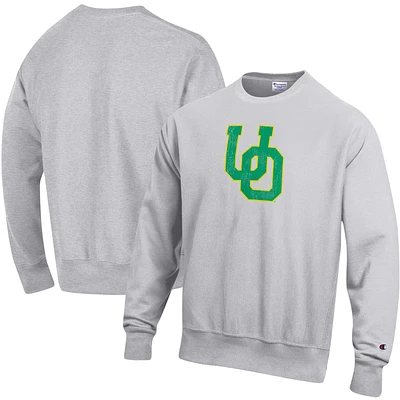 Men's Champion Heathered Gray Oregon Ducks Vault Logo Reverse Weave Pullover Sweatshirt