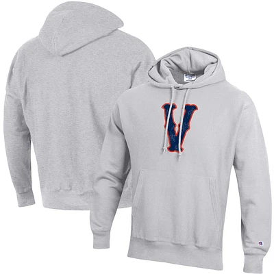 Men's Champion Heathered Gray Virginia Cavaliers Vintage Team Vault Logo Reverse Weave Pullover Hoodie