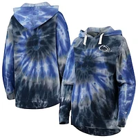 Women's Colosseum Navy Penn State Nittany Lions Slow Ride Spiral Tie-Dye Oversized Pullover Hoodie