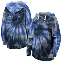 Women's Colosseum Navy Penn State Nittany Lions Slow Ride Spiral Tie-Dye Oversized Pullover Hoodie