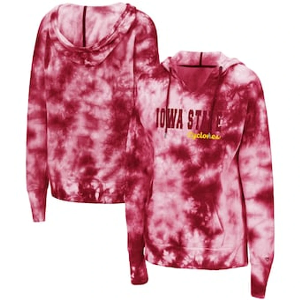 Women's Colosseum Cardinal Iowa State Cyclones Shavonee Tie-Dye Pullover Hoodie