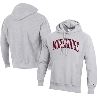 Men's Champion Gray Morehouse Maroon Tigers Tall Arch Pullover Hoodie