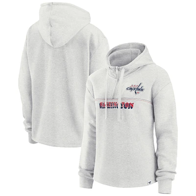 Women's Fanatics Ash Washington Capitals True Classics Legacy Quarter-Zip Hoodie