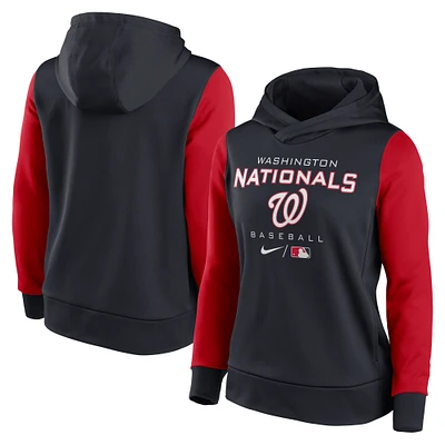 Women's Nike Navy/Red Washington Nationals Authentic Collection Pullover Hoodie