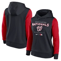 Women's Nike Navy/Red Washington Nationals Authentic Collection Pullover Hoodie