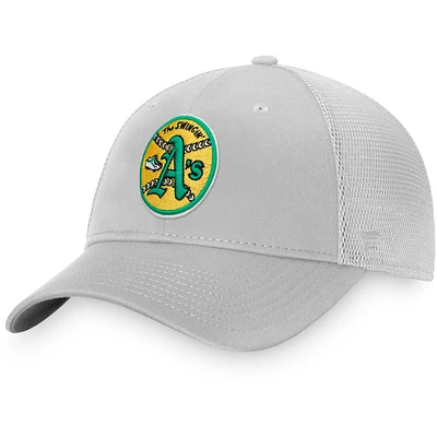 Men's Fanatics Gray Oakland Athletics Cooperstown Collection Core Trucker Snapback Hat