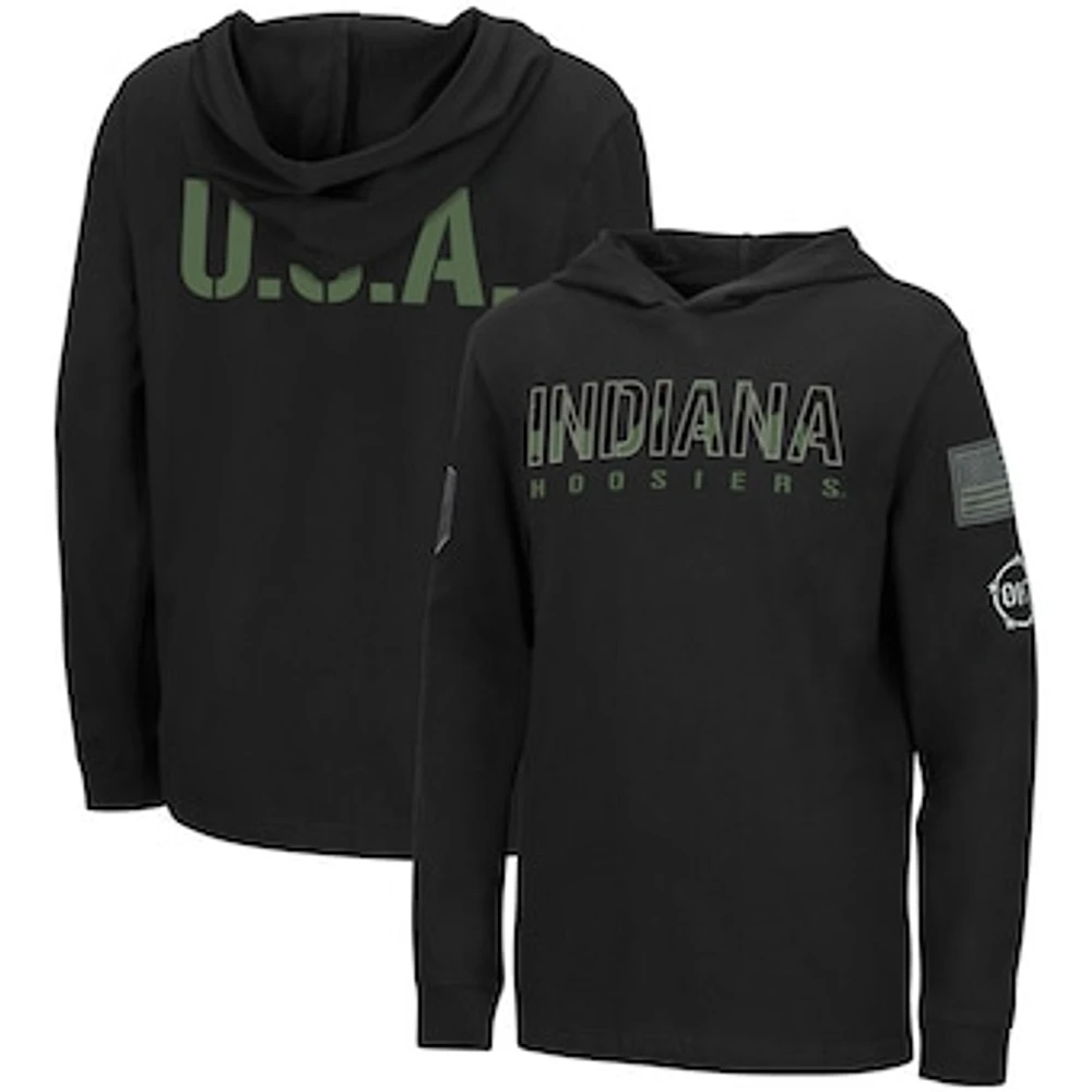 Youth Colosseum Black Indiana Hoosiers OHT Military Appreciation Tango Long Sleeve Hoodie T-Shirt