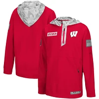 Youth Colosseum Red/Arctic Camo Wisconsin Badgers OHT Military Appreciation Shellback Quarter-Zip Hoodie