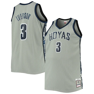 Men's Mitchell & Ness Allen Iverson Gray Georgetown Hoyas Big Tall 1995/96 Replica Player Jersey