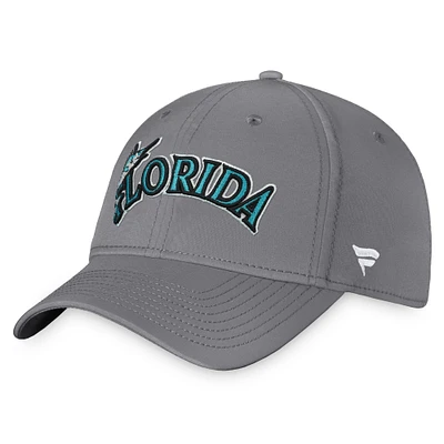 Men's Fanatics Gray Florida Marlins Cooperstown Collection Core Flex Hat