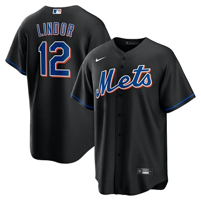 Men's Nike Francisco Lindor Black New York Mets 2022 Alternate Replica Player Jersey