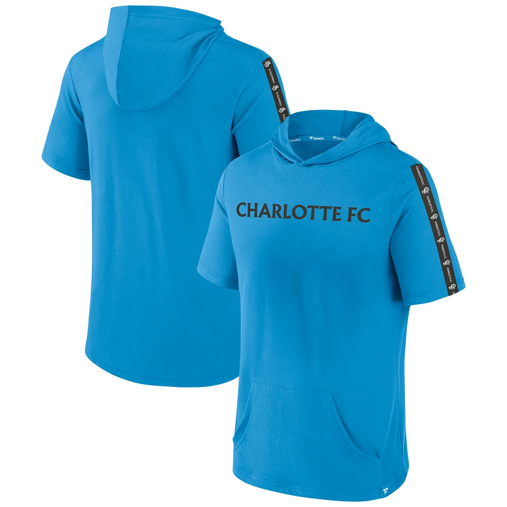 Men's Fanatics Blue Charlotte FC Definitive Victory Short-Sleeved Pullover Hoodie