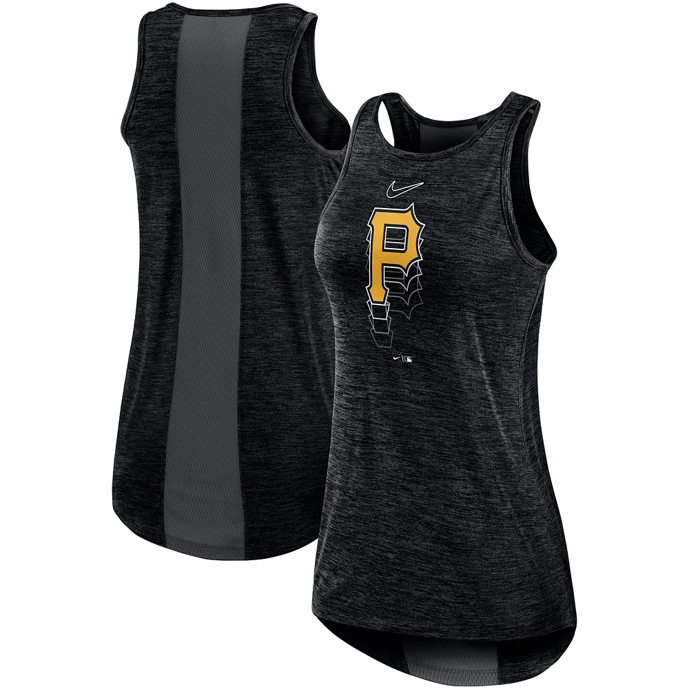 Women's Nike Black Pittsburgh Pirates Logo Fade High Neck Performance Tank Top