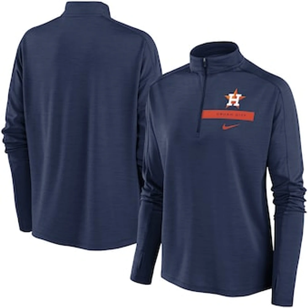 Women's Nike Navy Houston Astros Primetime Raglan Quarter-Zip Top