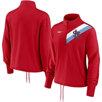 Women's Nike Red St. Louis Cardinals 1942-44 Cooperstown Collection Rewind Stripe Performance Half-Zip Pullover