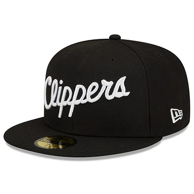 Men's New Era Black/White LA Clippers 2021/22 City Edition Official 59FIFTY Fitted Hat