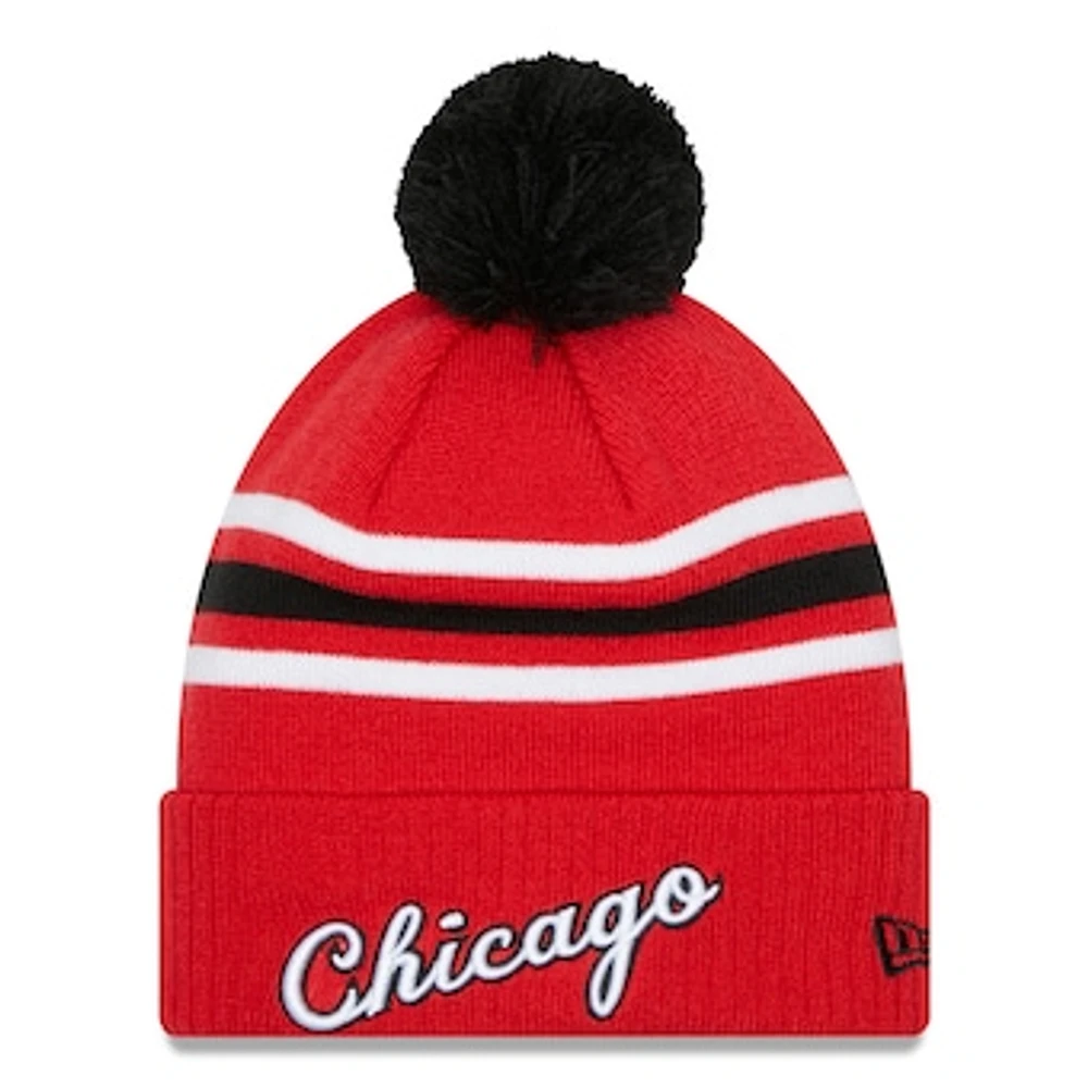 Men's New Era Red Chicago Bulls 2021/22 City Edition - Official Cuffed Pom Knit Hat