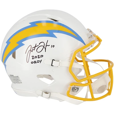 Justin Herbert Los Angeles Chargers Autographed Riddell Speed Authentic Helmet with ''2020 OROY'' Inscription