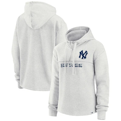 Women's Oatmeal New York Yankees True Classics Legacy Quarter-Zip Hoodie