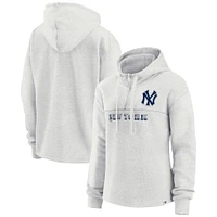 Women's Oatmeal New York Yankees True Classics Legacy Quarter-Zip Hoodie