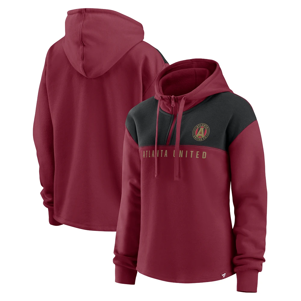 Women's Fanatics Red Atlanta United FC Fleece Quarter-Zip Hoodie