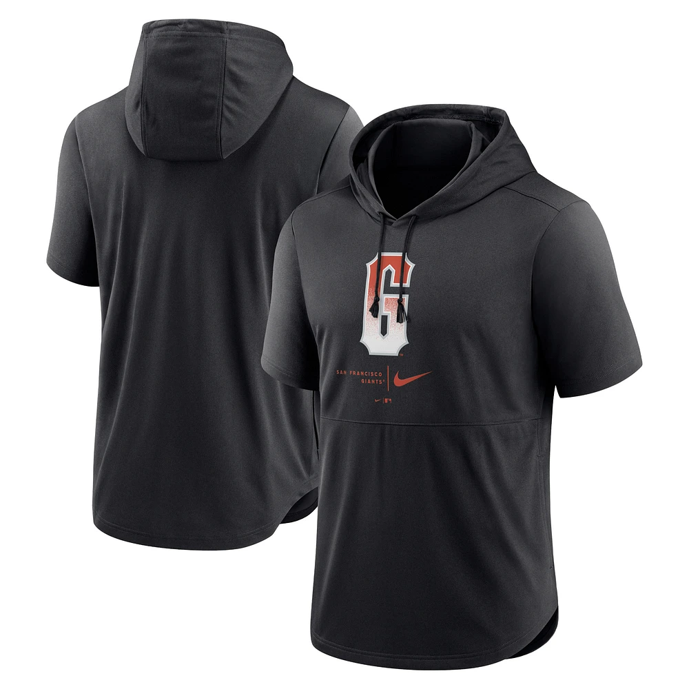 Men's Nike Black San Francisco Giants City Connect Performance Short Sleeve Pullover Hoodie