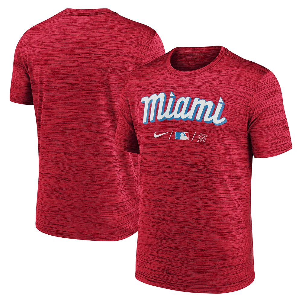 Men's Nike Red Miami Marlins Authentic Collection City Connect Velocity Performance T-Shirt