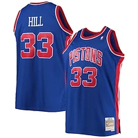 Men's Mitchell & Ness Grant Hill Blue Detroit Pistons 1995/96 Big & Tall Hardwood Classics Swingman Jersey