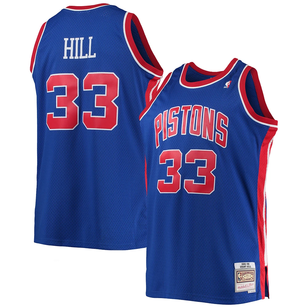 Men's Mitchell & Ness Grant Hill Blue Detroit Pistons 1995/96 Big & Tall Hardwood Classics Swingman Jersey
