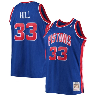 Men's Mitchell & Ness Grant Hill Blue Detroit Pistons 1995/96 Big & Tall Hardwood Classics Swingman Jersey
