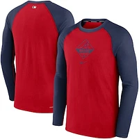 Men's Nike Red/Navy Atlanta Braves Authentic Collection Game Performance Raglan - Long Sleeve T-Shirt