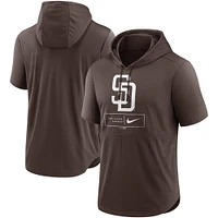 Men's Nike Brown San Diego Padres Logo Lockup Performance - Short Sleeve Pullover Hoodie