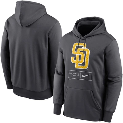 Men's Nike Anthracite San Diego Padres Pattern Logo Performance - Pullover Hoodie