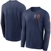 Men's Nike Navy Detroit Tigers Team Slider Tri-Blend - Long Sleeve T-Shirt