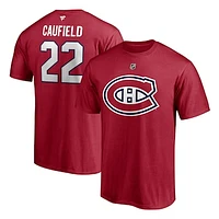 Men's Fanatics Cole Caufield Red Montreal Canadiens Authentic Stack Name & Number T-Shirt