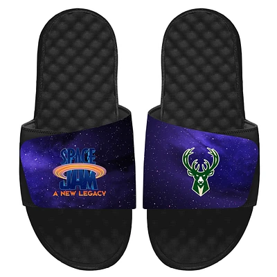 Youth ISlide Black Milwaukee Bucks Space Jam 2 Galaxy Slide Sandals