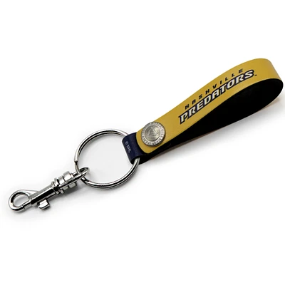 Yellow Nashville Predators Personalized Leather Loop Keychain