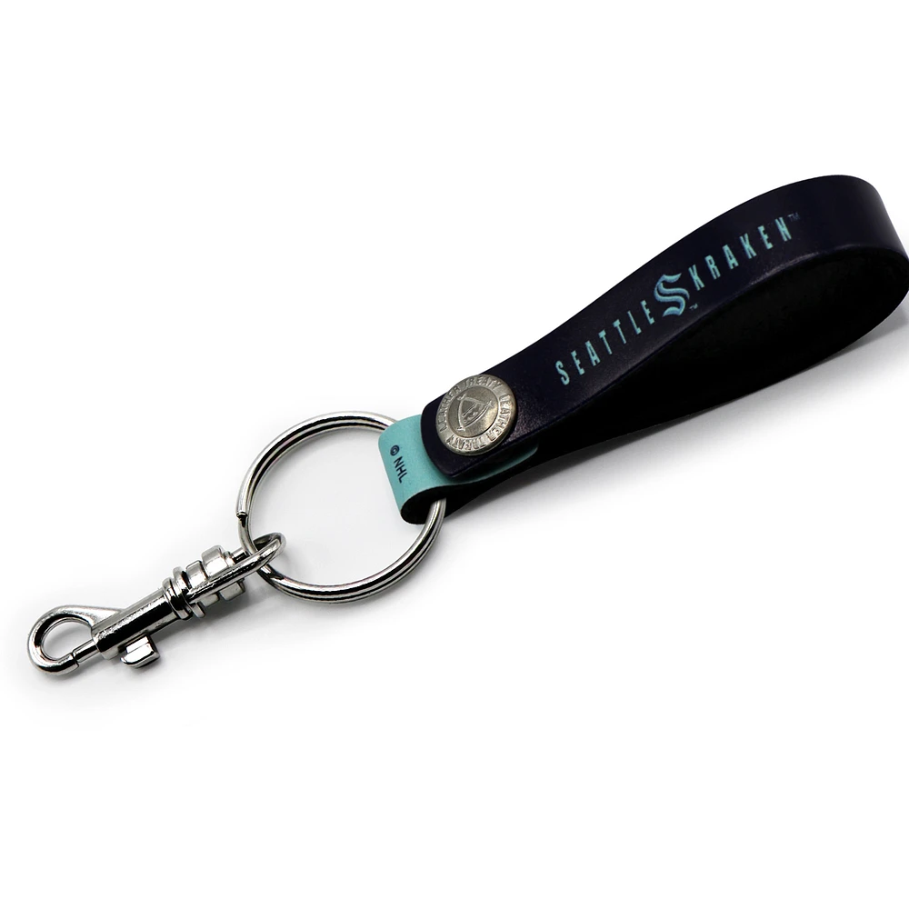 Deep Sea Blue Seattle Kraken Personalized Leather Loop Keychain